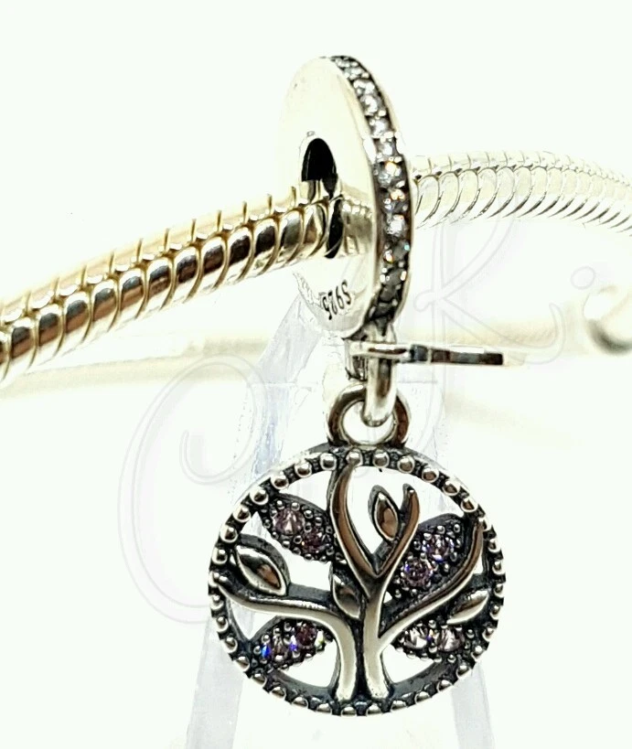 Damen Charm "Familien Stammbaum" 925er Silber, kleine Zirkonia und Purpur-Saphir - Bild 4 von 4