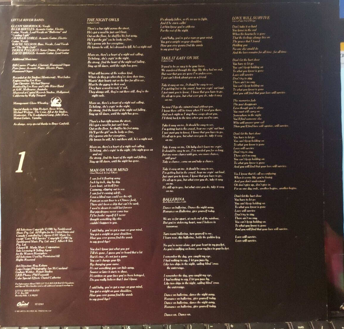 Little River Band – Time Exposure (1981) Capitol Records– ST