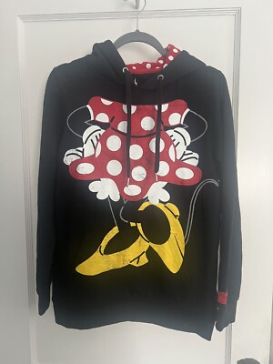 Disney Parks Women's Hoodie Black Minnie Mouse Sweatshirt Ears