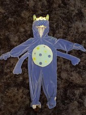 Toddler Monster Halloween Costume Blue Fuzzy Jumpsuit 24 month