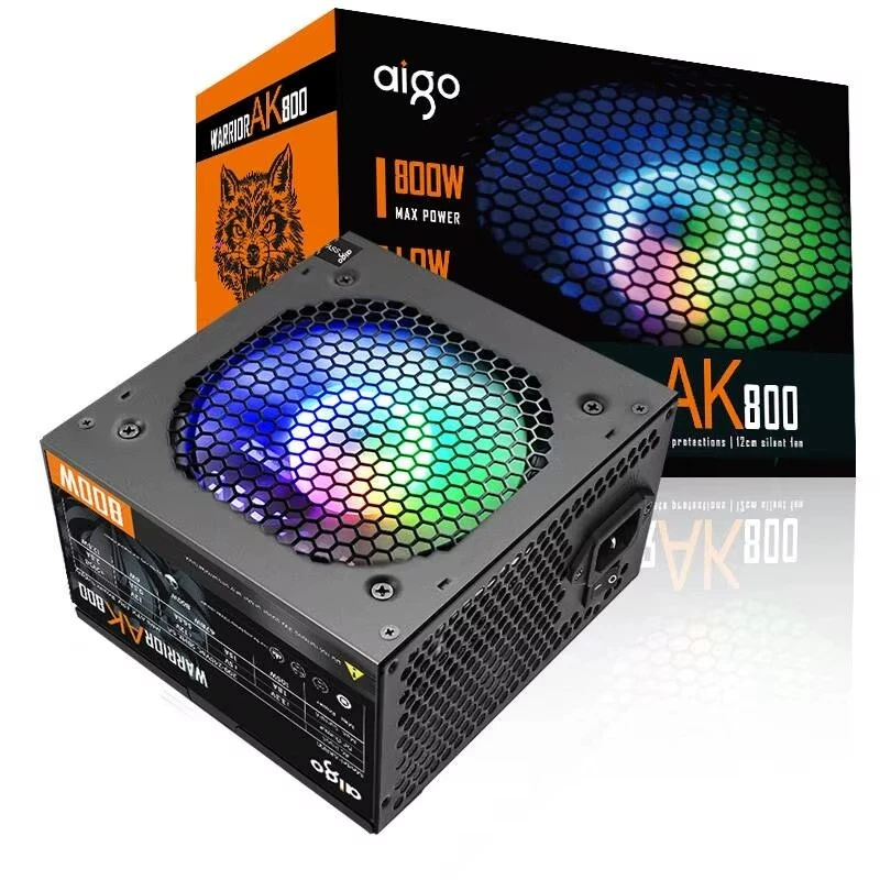 Aigo AK PC PSU Power Supply Unit 500W 600W 700W 800W 1000W Gaming 120mm RGB Fan - Image 2 of 4