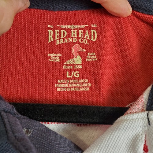 Red Head Co Shirt Mens Polo Shirt Sz Large American Flag Casual Vacation NEW - Picture 6 of 11