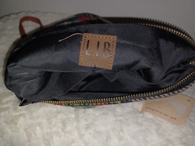NEW NWT LIB New York Plaid Green Blue Soft Wristlet  10.5 Inch X 8.5 Inch
