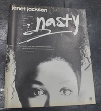 Janet Jackson original full page single ad 1986 music trade magazine  Nasty