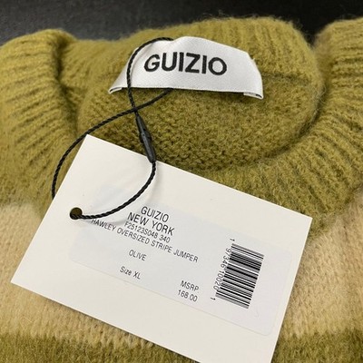ミミ⭐︎ GUIZIO Hawley Oversized Stripe Wool Jumper Women's Size XL Olive