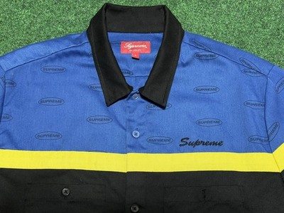 2017 Supreme Color Blocked Work Shirt Size Large Blue Black Yellow