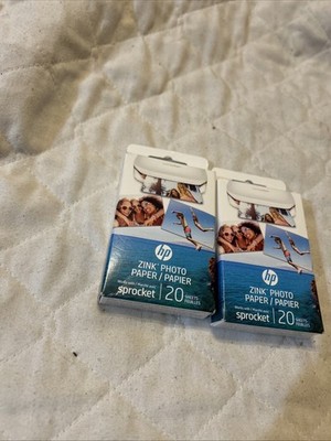 NEW HP Sprocket 2'' x 3'' Premium Sticky-Backed Zink Photo Paper 20 Pack Lot Of 2