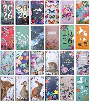 TALLON 2026 Diary Slim Size Week to View Cute Floral Butterflies Dogs Full Year Planner
