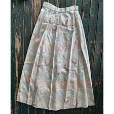 Vintage Partique New York Metallic Brocade Floral Maxi Skirt Pink Blue ILGWU 14