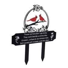 Cardinal Grave Decoration for Cemetery, Metal Tombstone Memorial Marker with