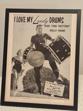 Shelly Manne 1960s Leedy Ludwig Drums Ad DownBeat Vintage West Coast Jazz Framed