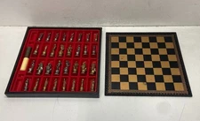Miniature Chess & Backgammon. Combo Board Game. Cast Metal Italfama Chess Set