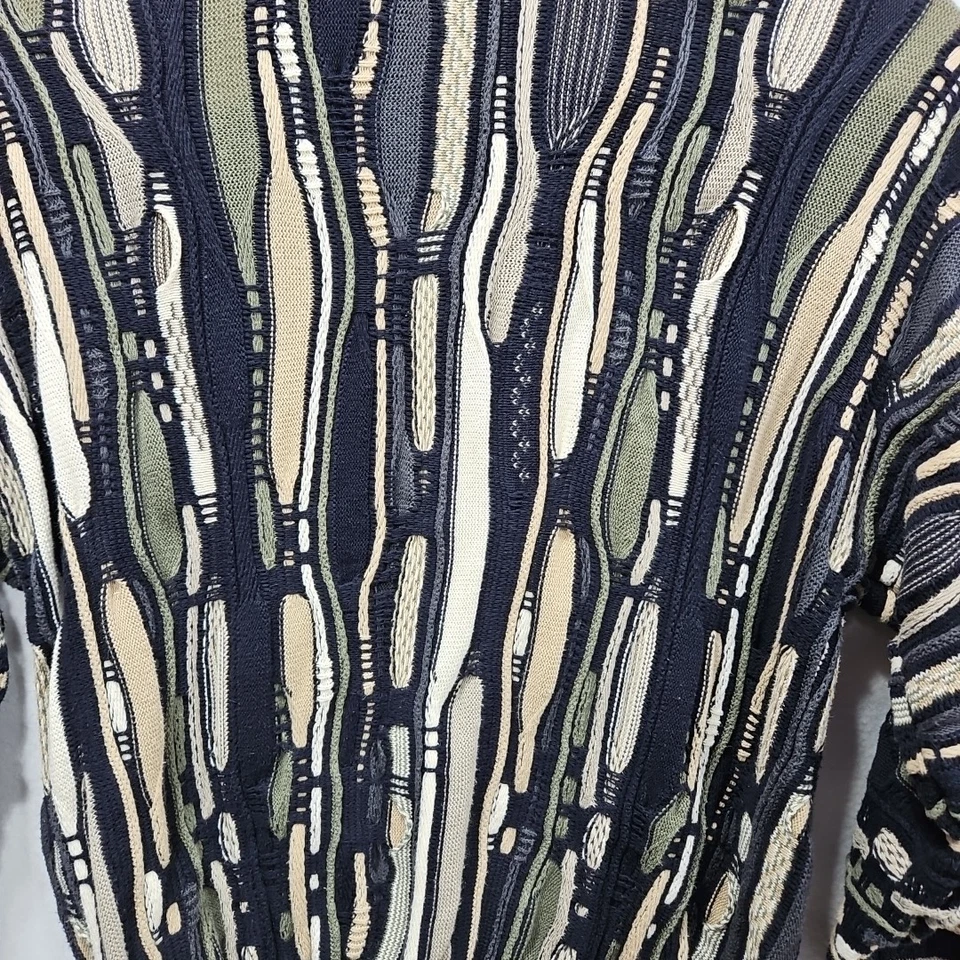 Vintage Cotton Traders Coogi Style L Sweater 3D Knit 90s Cosby Textured Colorful - Image 3 of 4