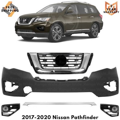 Front Bumper Cover Paintable & Grille Assembly For 2017-2020 Nissan Pathfinder