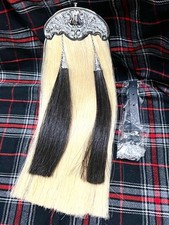 Scottish Antique Long Horse Hair Kilt Sporran with Chain  Belt   100 Original