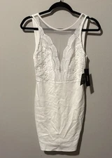 NWT Lulus Coquina White Lace Bodycon Dress Women Sm Bachelorette Bridal Wedding 