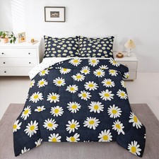 Daisy Bedding Set Blossom Flowers Comforter Set for Teens Botanical Floral Pr...