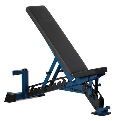 Titan Fitness TITAN Series Navy Adjustable Bench, 600LB Incline/1000 LB Flat