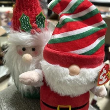 Sitting Santa Gnome Plush - 10"   And  TY Gnewman NWT