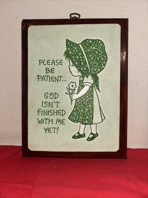 Vintage Wooden Wall Plaque Be Patient God isn't finished with me yet MCM USA