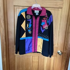 VTG TEDDI Abstract Colorful Bomber Jacket 80s 90s size Large