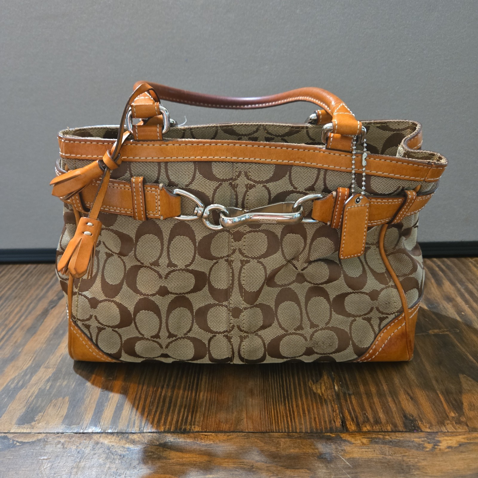 COACH Hamptons Carryall Signature Canvas Tote Bag Pur… - Gem