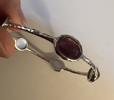 IPPOLITA Sterling Silver FIVE Station AMETHYST/MOP ROCK CANDY Bangle M $695