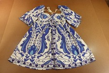 Shein Womens Large US Size 8/10 White Blue Printed Short Sleeve Mini Dress New