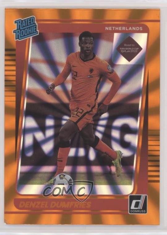 2021-22 Donruss Road to Qatar Rated Rookie Holo Orange Laser Denzel Dumfries g1z