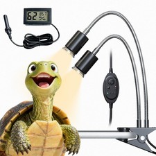 All-in-Reptile Heat Lamp Bundle, Dual-Head UVB & UVA Lamp with Timer and Hygr...