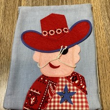 Handmade Felt Cowboy Applique Denim Pouch Bag Small Clutch Purse