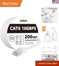 Cat 6 Ethernet Cable 200ft 60.96m, Outdoor & Indoor, 10Gbps Support Cat 8 Cat...