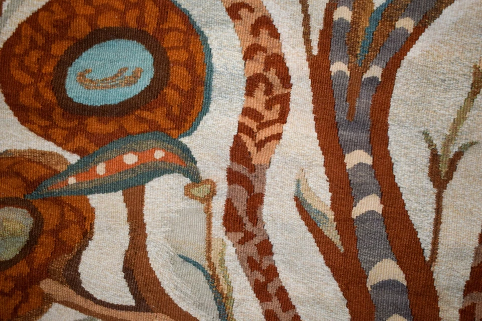 Tapiz abstracto tejido a mano arte para colgar en la pared - 4,1 pies - arte de decoración de lana - firmado Foto 4 de 4