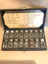 Clockmaker's/Watchmaker's Antique screws Eyeglass repair kit, mini glass bottles