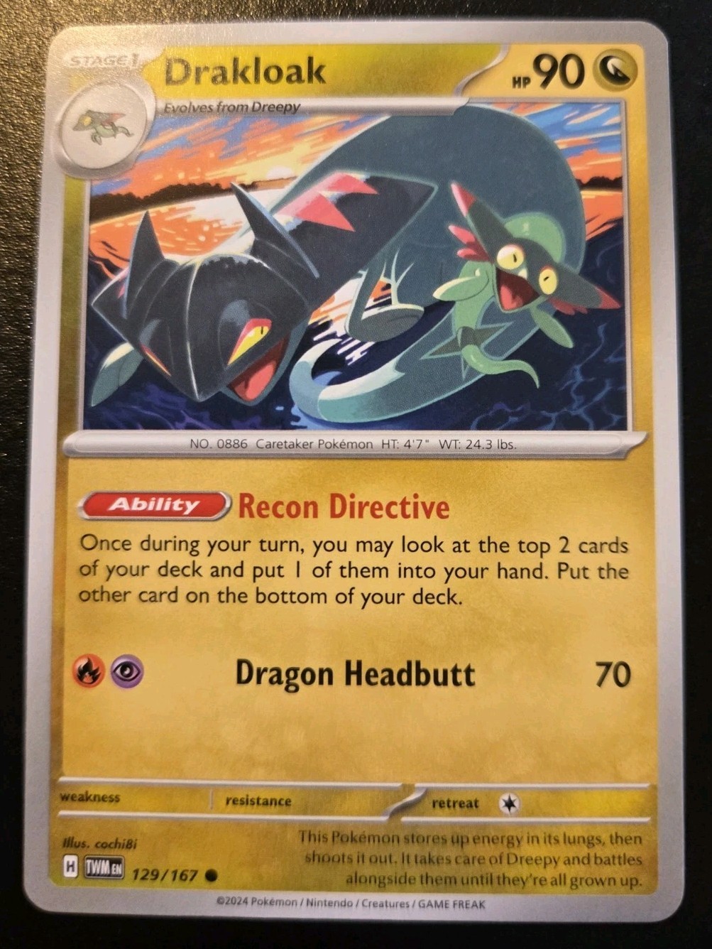 Drakloak 129/167 Common Scarlet & Violet: Twilight Masquerade Pokemon TCG
