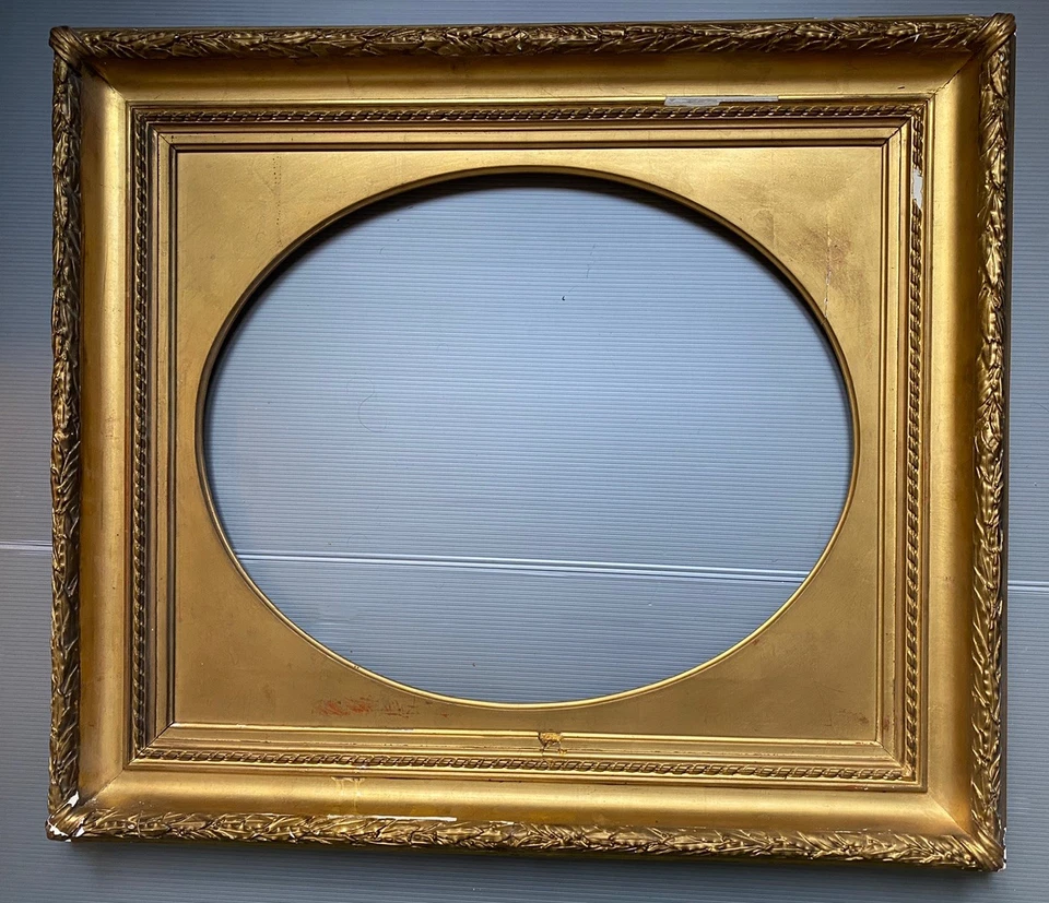 cadre Ancien Doré Louis XVI Napoléon III XIX Oval 8F 46 X 38 Cm Ou 50 X 40 - Photo 3/4