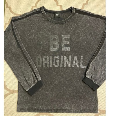 NU Denmark 'be original' sheer striped crewneck sweatshirt, size small