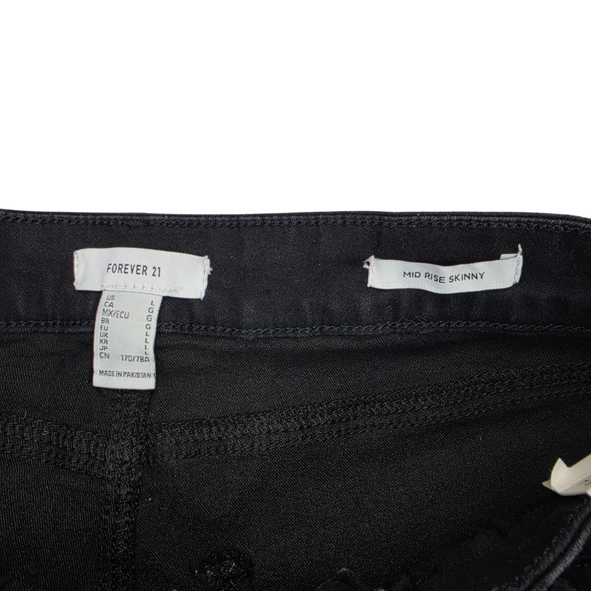 Pantalones de mezclilla Forever 21 para mujer grandes (28x28) negros tiro alto ajustados lavado oscuro nuevos con etiquetas
