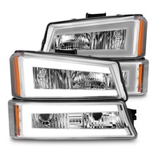 Headlight Set Front Left Right Chrome Housing Avalanche 1500 2500 4 Piece