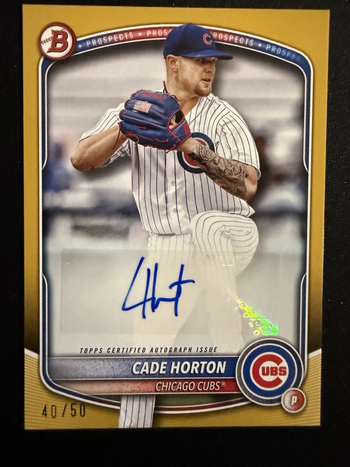 2025 Bowman Cade Horton #BPA-CHO Gold Parallel Auto /50