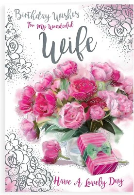 KINGFISHER For My Wonderful Wife Birthday Card - Size 6" X 9"