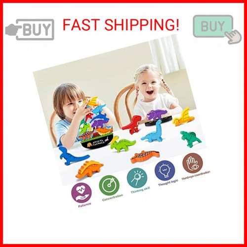 FFTROC Montessori Dinosaur Toys for 2 3 4 Year Old Boys - Wooden Stacking Dinosa - Picture 2 of 2