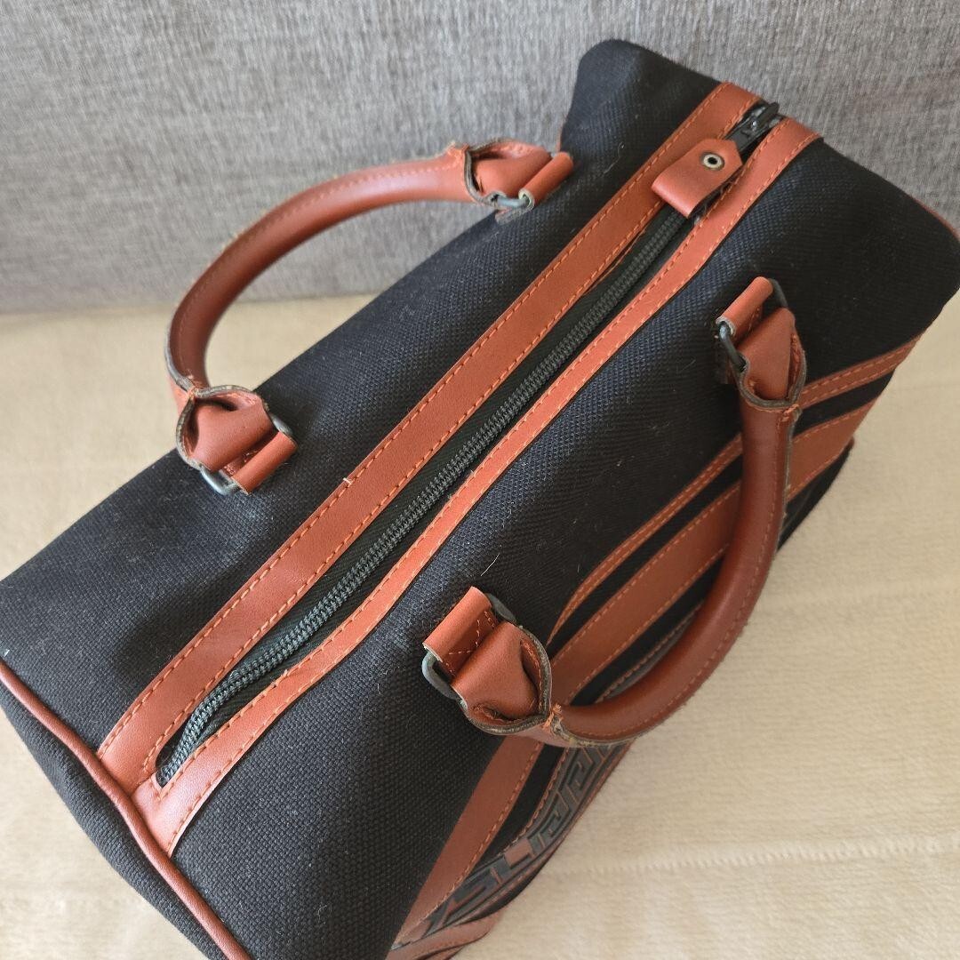 Borsa donna Yves Saint Laurent Boston a mano nera marrone logo a righe donna