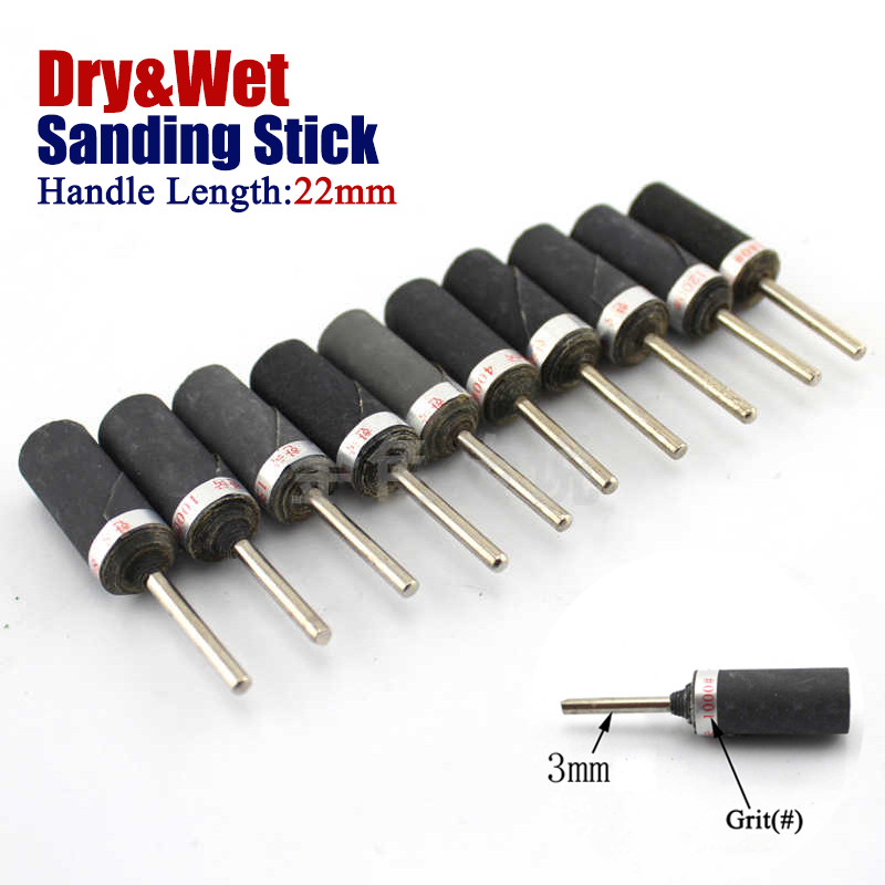 3mm Shank Dry & Wet Sanding Stick Sandpaper Rod, 180-2000 Grit