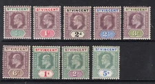 M21476 St Vincent 1902 SG76/84 - 1902 Definitives.