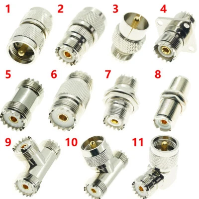 UHF TO UHF Male Female PL259 SO239 Right Angle Lot RF Coaxial Connector Adapter - Image 1 of 4