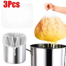 3x Drawstring Straining Brew Bag Extra Large Fine Mesh for Fruit Grape Wine Beer