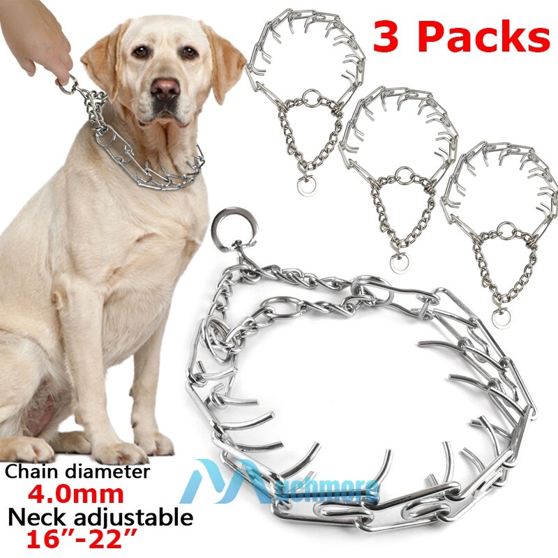 3Pack Dog Training Choke Chain Collar Adjustable Metal Steel Prong