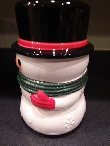Yankee Candle SNOWMAN Jar Candle Holder Medium / Large COOKIE JAR NIB RETIRED - Picture 4 of 10