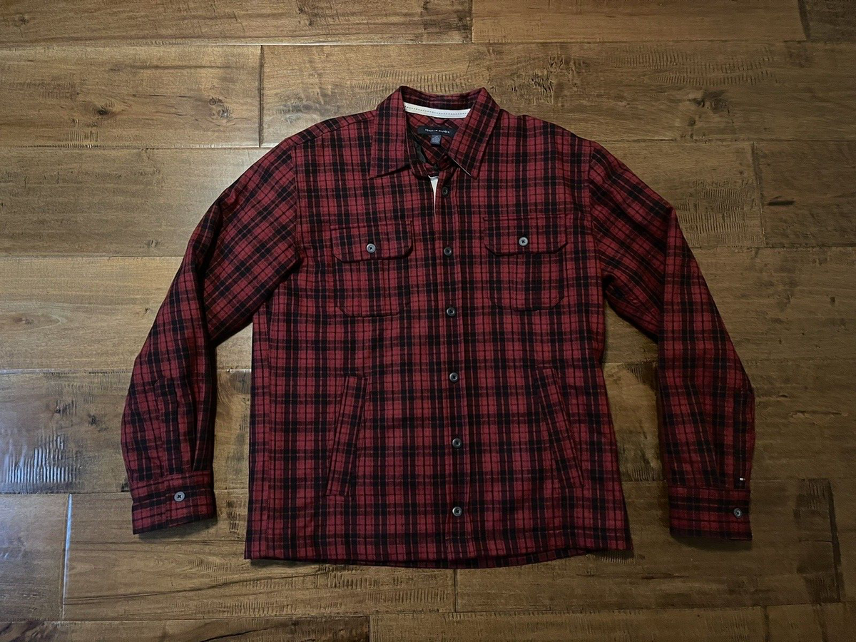 Tommy Hilfiger Over Shirt Jacket Wool Blend Buffalo Plaid